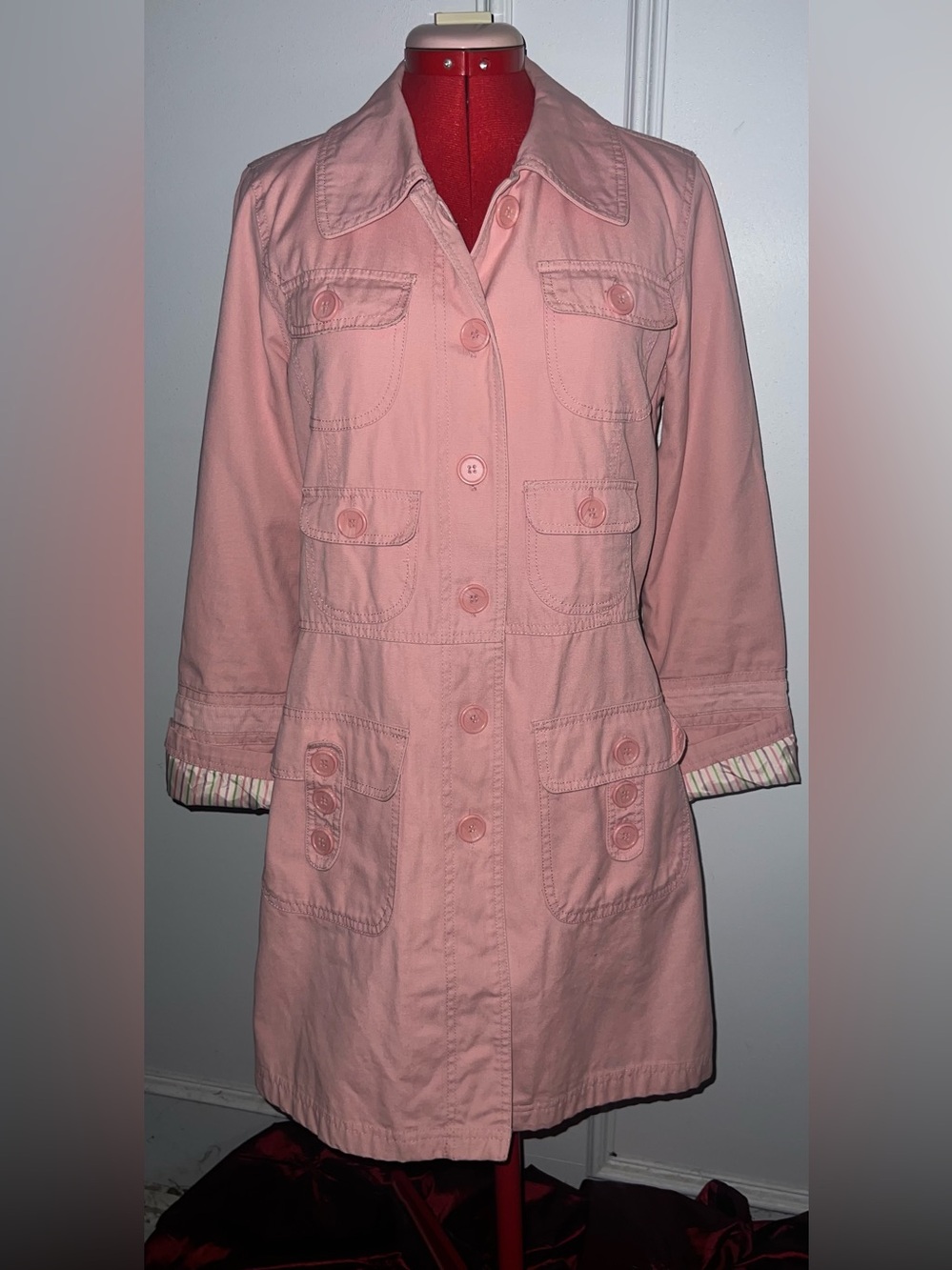 Tulle Anthropologie  Women’s Pink Button-Front Utility Coat Sz large